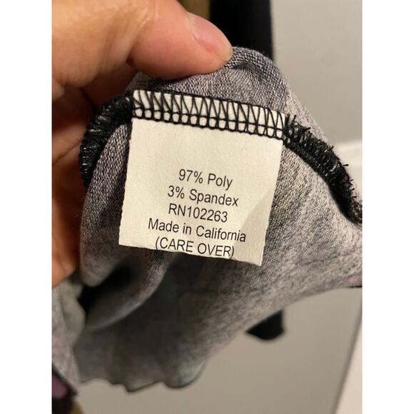 Loco Lindo Womens Tunic L/XL Purple Geometric Faux Wrap Stretch Asymmetric Boho - Picture 3 of 8